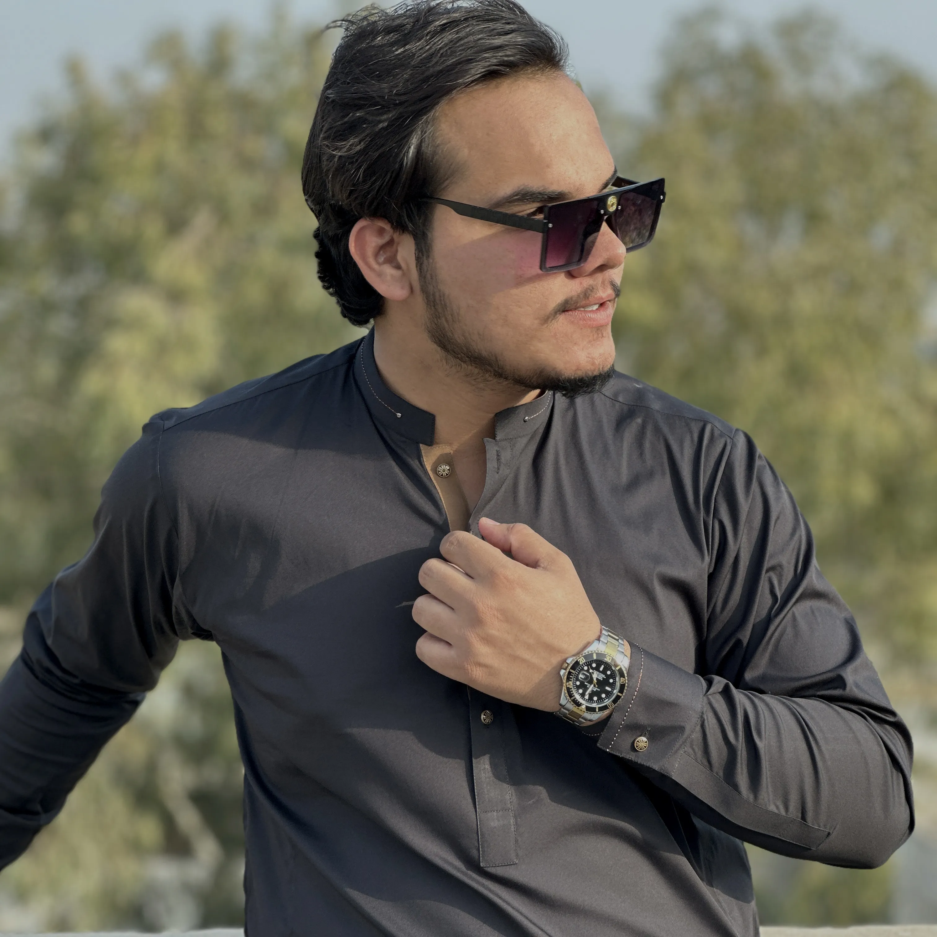 Modern Kurta Pajama which provide a smart and elegant look to your personality. This easy-wearing long-sleeve Sherwani collar Suit made with Imported Cotton Fabric, carefully stitched for elegance, comfortability and strength. Perfect for any occasion.