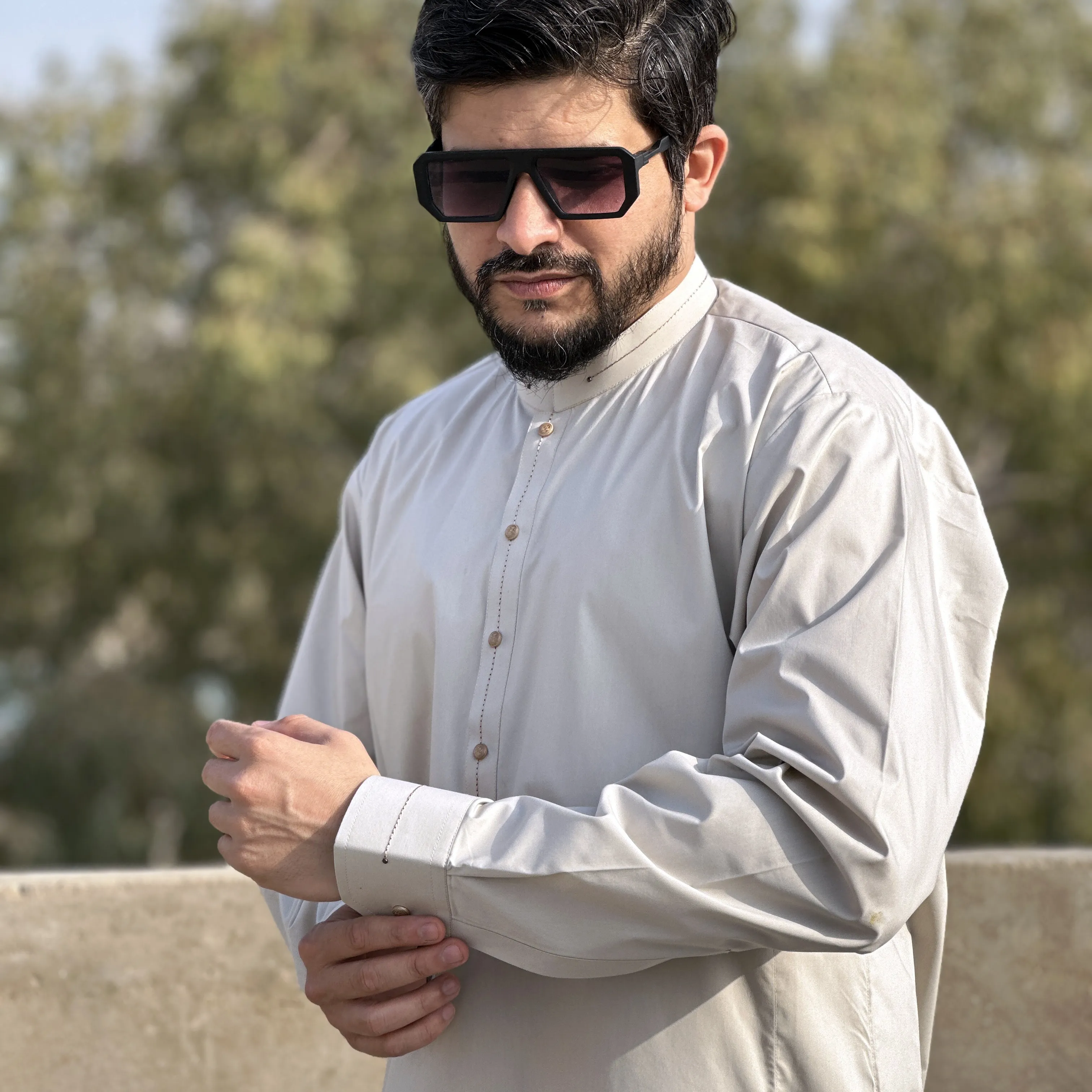 Modern Kurta Pajama which provide a smart and elegant look to your personality. This easy-wearing long-sleeve Sherwani collar Suit made with Imported Cotton Fabric, carefully stitched for elegance, comfortability and strength. Perfect for any occasion.