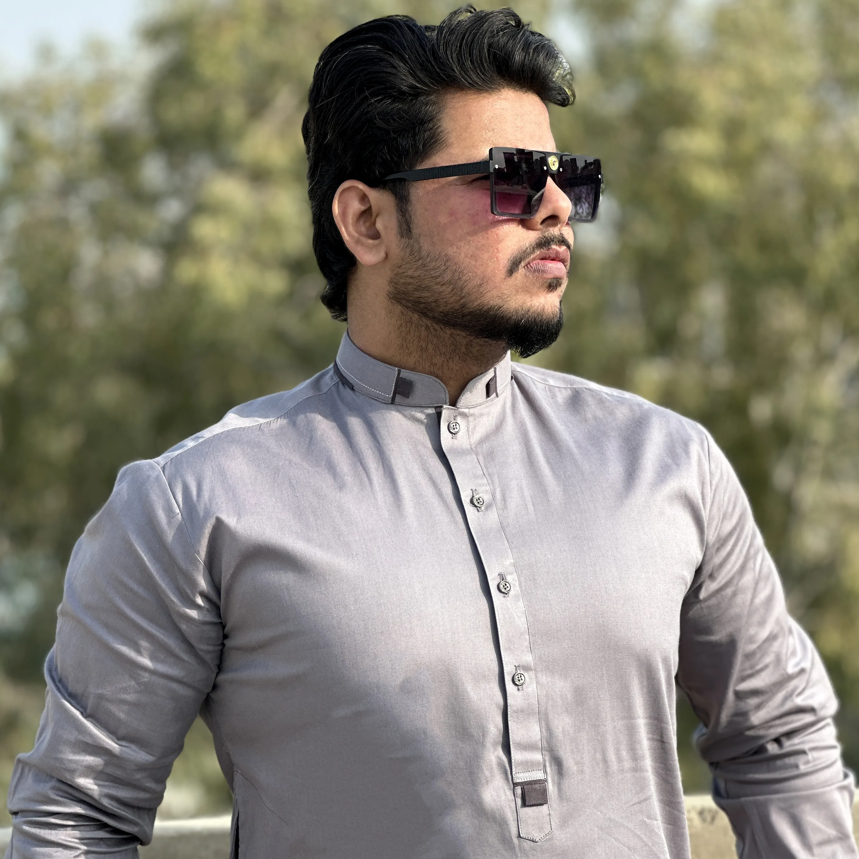 Classic Sharlwar Kameez which provide a smart and elegant look to your personality. This easy-wearing long-sleeve Sherwani collar Suit made with Cotton Fabric, carefully stitched for elegance, comfortability and strength. Perfect for any occasion.