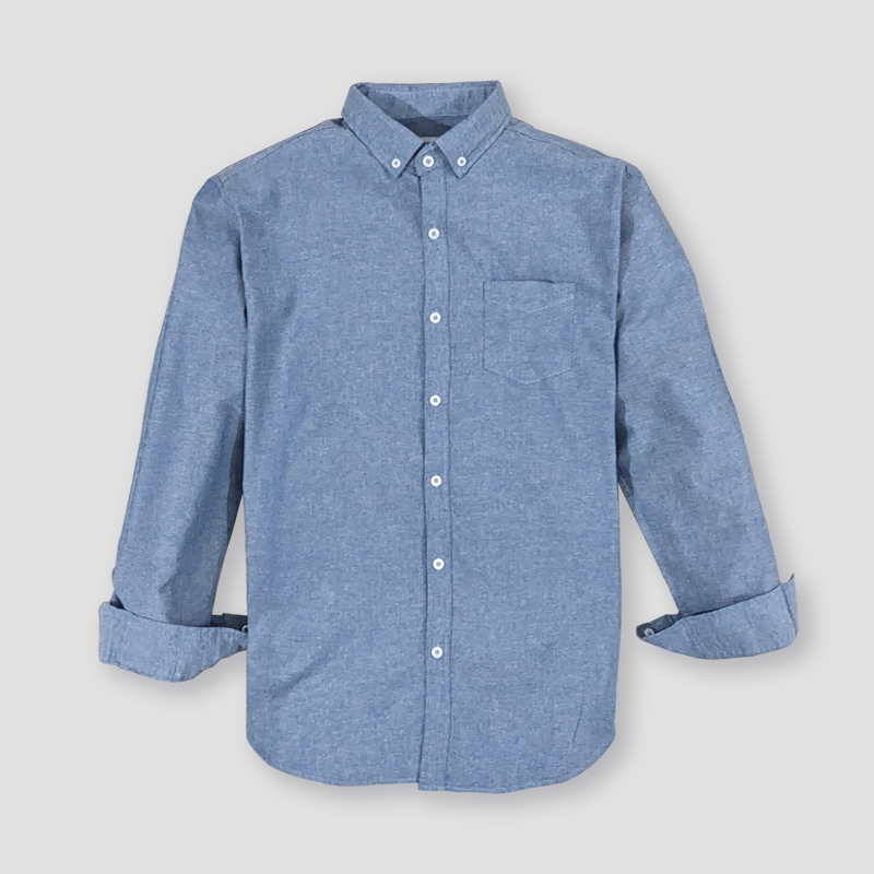 Smart-fit shirt in soft Cotton Chambrey Fabric with a button-down collar, classic front, a yoke at the back and gently rounded hem. Long sleeves with buttoned cuffs and a sleeve placket with a link button for a classy yet elegant look for all occasions.